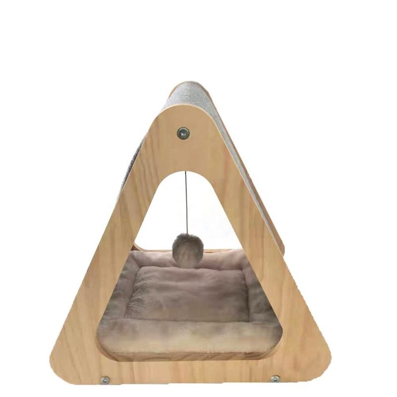 गुफा को खरोंचने के लिए CARB लकड़ी का बिल्ली के अनुकूल फर्नीचर फ़ोल्ड करने योग्य बिल्ली का घर बिस्तर