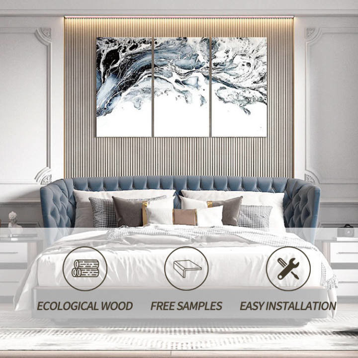 टीवी पृष्ठभूमि के लिए आधुनिक 9 मिमी 2.5 सेमी गृह सजावट आंतरिक डब्ल्यूपीसी दीवार पैनल