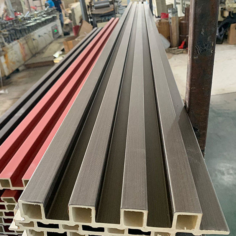 लिविंग रूम के लिए आधुनिक शैली लकड़ी अनाज ठोस रंग सजावटी डब्ल्यूपीसी दीवार पैनल