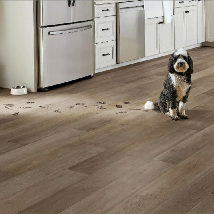 पनरोक लकड़ी अनाज 4 मिमी 5 मिमी पीवीसी क्लिक लॉक एसपीसी फर्श एलवीपी फर्श विनाइल प्लैंक लक्जरी विनाइल फर्श IXPE के साथ