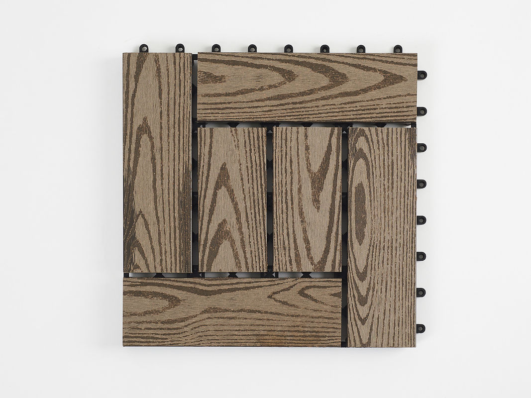 डब्ल्यूपीसी लकड़ी प्लास्टिक मिश्रित डेकिंग फर्श टाइलें पारंपरिक डिजाइन DIY आउटडोर इंटरलॉक सह-एक्सट्रूज़न डेकिंग