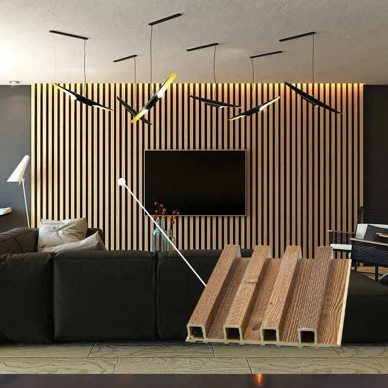 पर्यावरण के अनुकूल फ्लोटेड डब्ल्यूपीसी वॉल पैनल इनडोर उपयोग डब्ल्यूपीसी वॉल क्लैडिंग आंतरिक सजावट वैकल्पिक लकड़ी