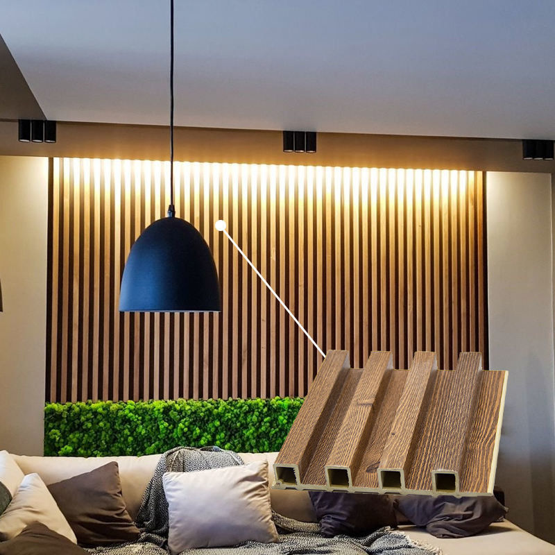 पर्यावरण के अनुकूल फ्लोटेड डब्ल्यूपीसी वॉल पैनल इनडोर उपयोग डब्ल्यूपीसी वॉल क्लैडिंग आंतरिक सजावट वैकल्पिक लकड़ी