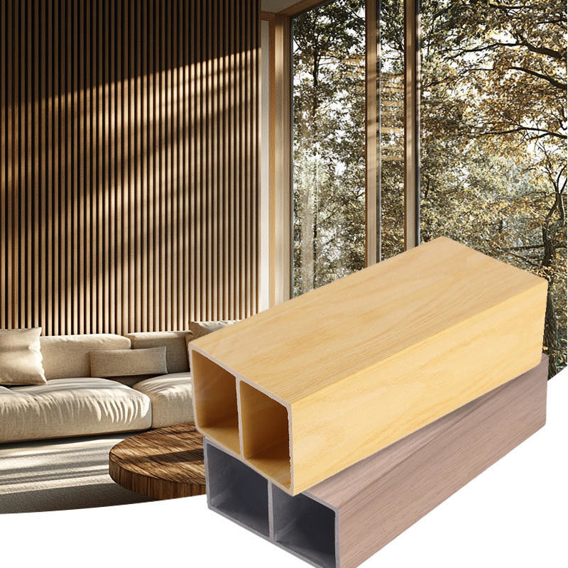 चमकदार डब्ल्यूपीसी टिम्बर ट्यूब्स इनडोर हाउस डेकोरेशन के लिए अनुकूलित रंग में