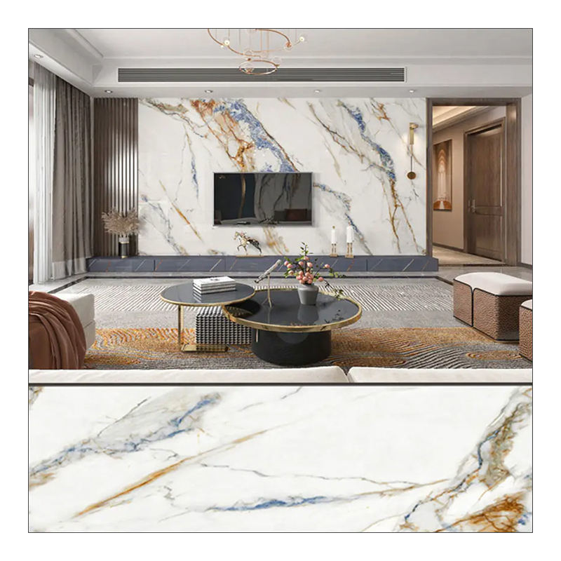 Modern Style Gilded Gold Design SPC Marble Alternative Wall Panel Board PVC Plastic Material UV Marble Sheet