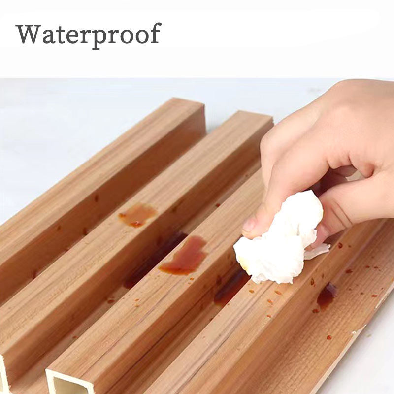 पीवीसी डब्ल्यूपीसी वॉल पैनल वुडन ग्रेन फ्लूटेड पैनल 3डी पैनल सजावट के लिए